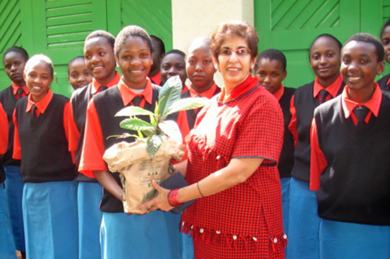 Shariffa Keshavjee with members of the Kenya Girl Guides after a day of planting trees. Photo: Courtesy of Shariffa Keshavjee