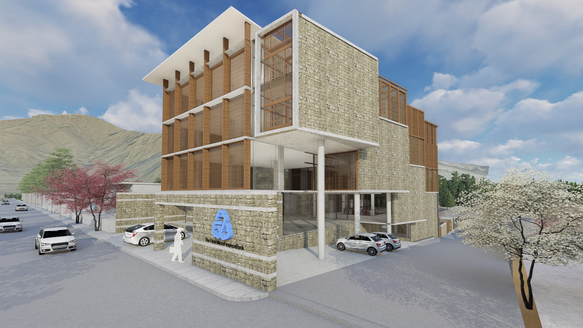 Architectural rendering of FMFB’s Regional Headquarters in Gilgit.