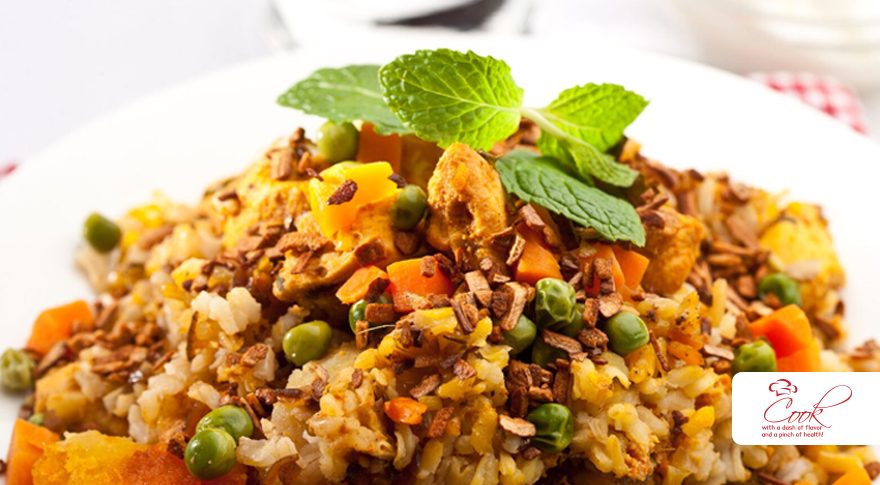 Brown Rice Pilaf with Chicken and Vegetables