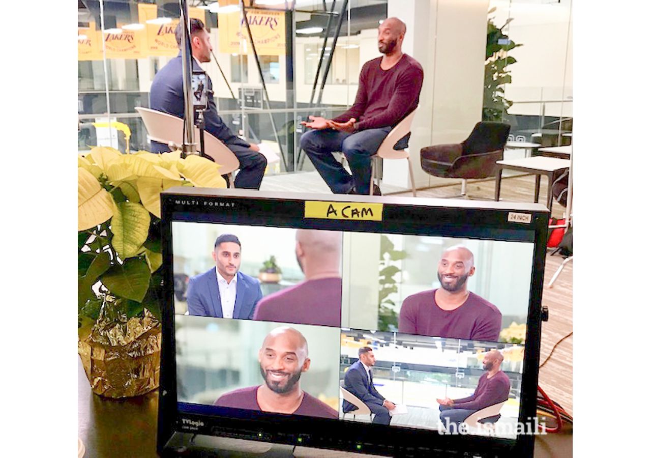 Shams Charania interviewing Kobe Bryant