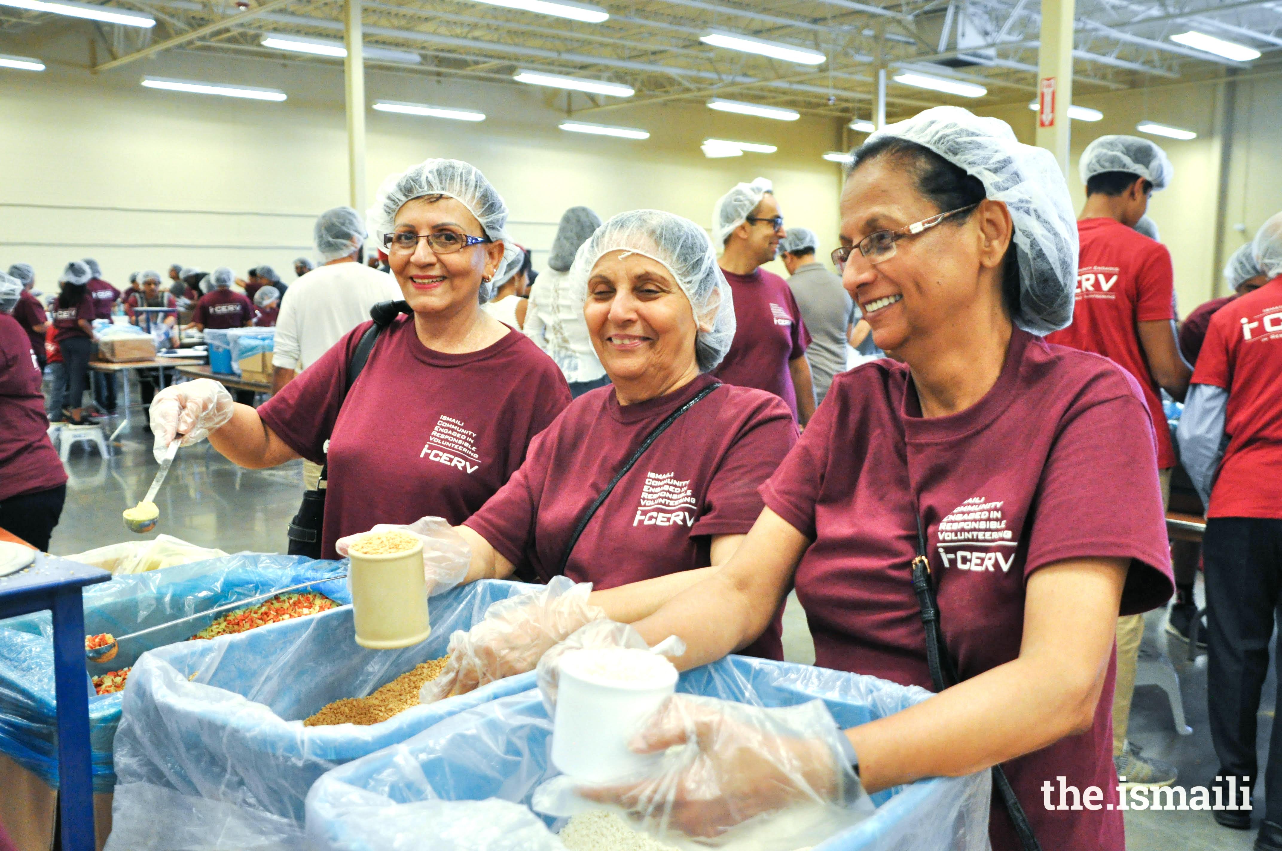 I-CERV volunteers and others packing 155,000 nutritional packs in partnership with Feed My Starving Children, Chicago.