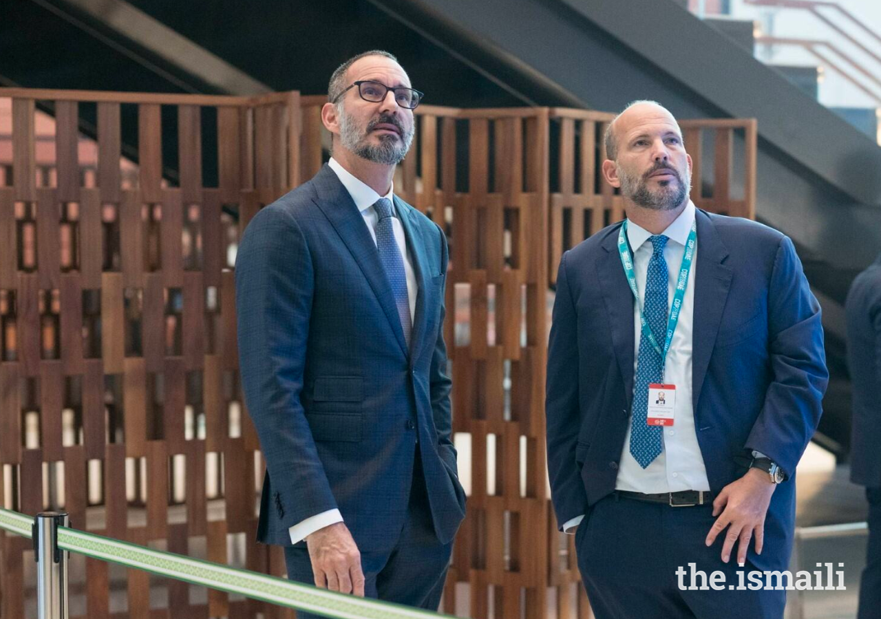 Prince Rahim and Prince Hussain at the 2023 UN Climate Conference in Dubai.