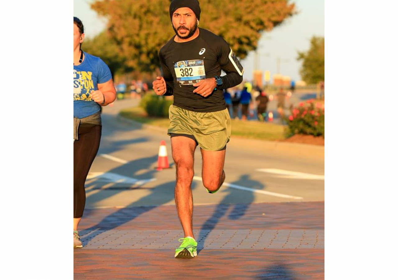 Sugar Land 10k race, 2019. Nizar came in first place.