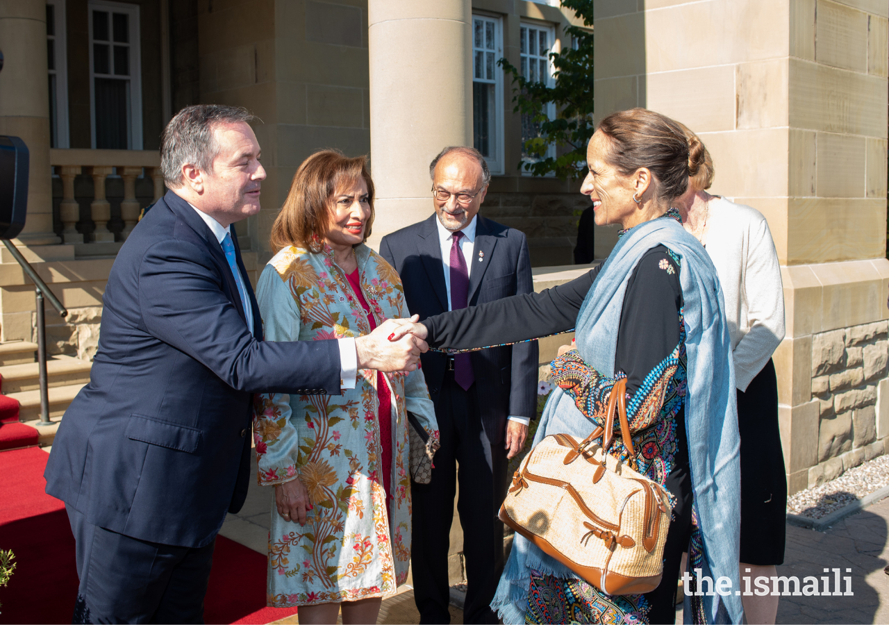 Princess Zahra is welcomed to Government House in Edmonton by Alberta's Premier Jason Kenney and Lieutenant Governor Salma Lakhani.