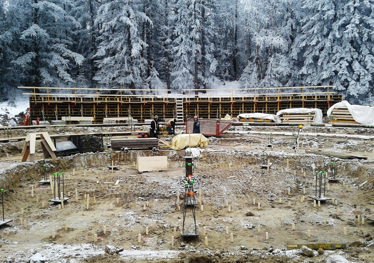 Construction for the Aga Khan Garden, pictured against its majestic winter backdrop, is underway. DIALOG