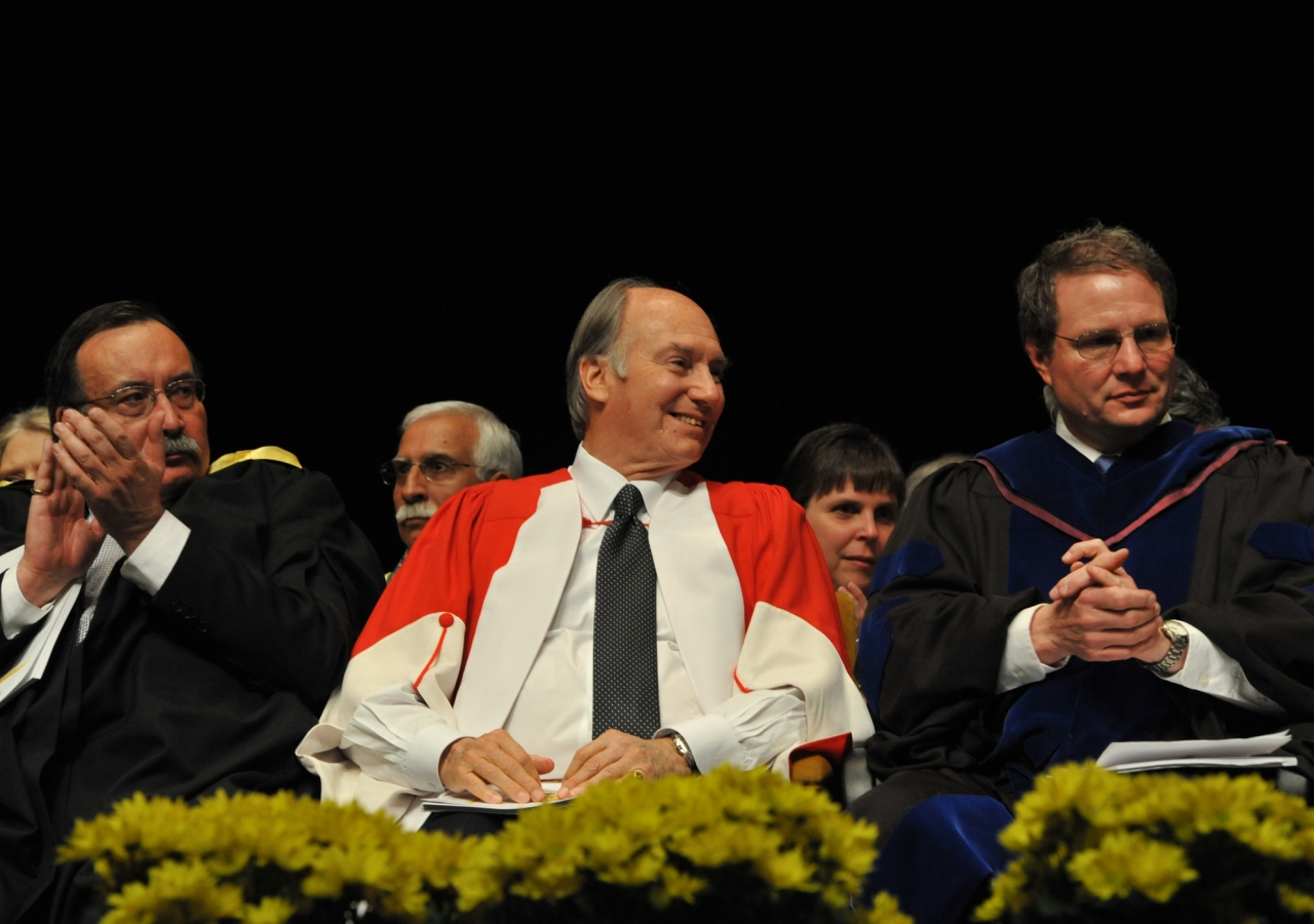 Mawlana Hazar Imam at the University of Alberta Convocation ceremony where he was conferred an Honorary Doctor of Laws degree.