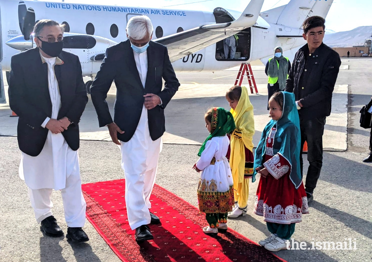 President of the Ismaili Council for Afghanistan Amir Baig (left), and Mawlana Hazar Imam’s Envoy to Afghanistan, Vazir Akbar Pesnani (centre) have visited every part of Afghanistan to understand the Jamat’s circumstances first-hand.
