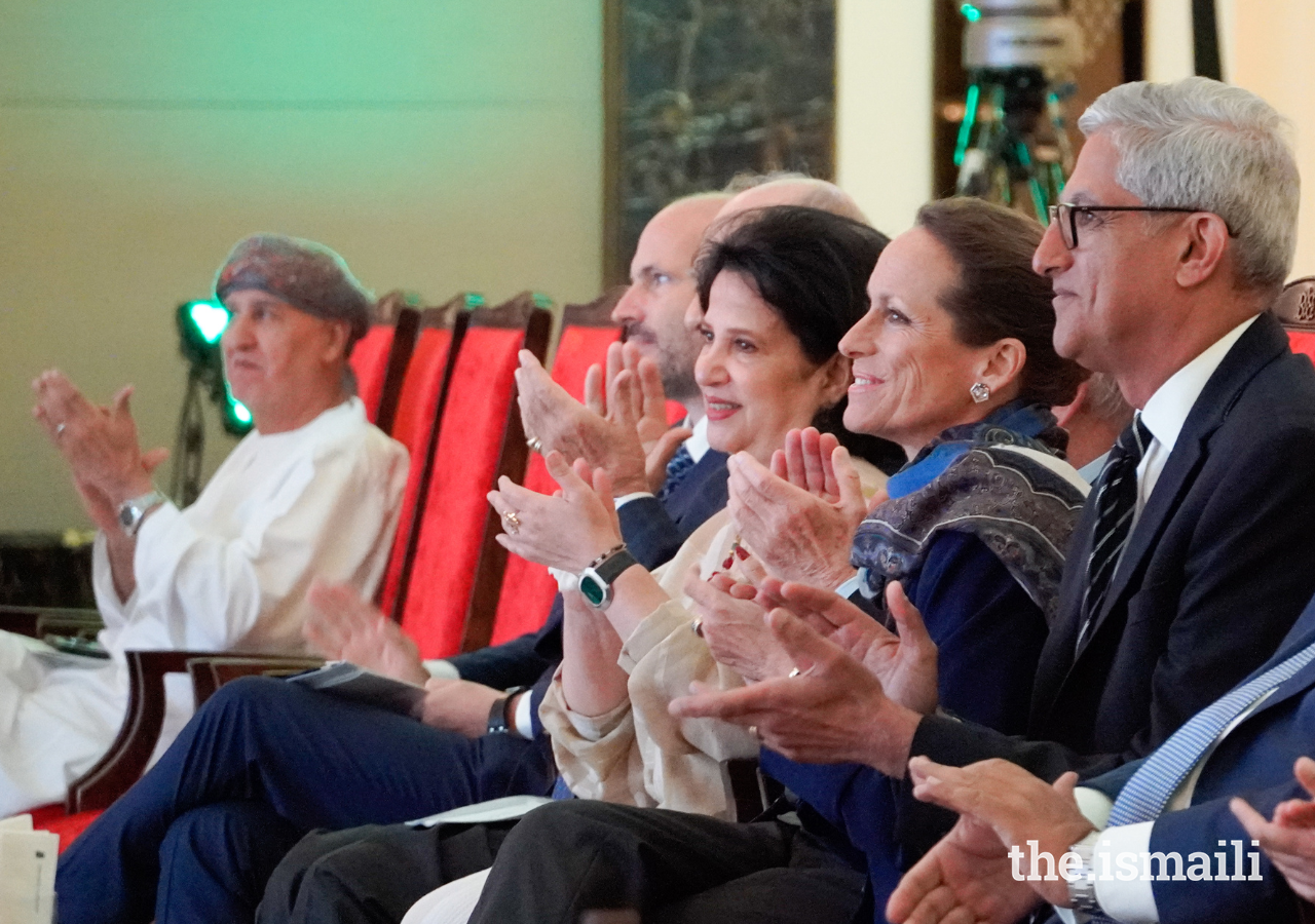 Princess Zahra and Steering Committee member Sheikha Mai Bint Mohammed Al Khalifa at the Aga Khan Award for Architecture Winners' Seminar on 30 October 2022.