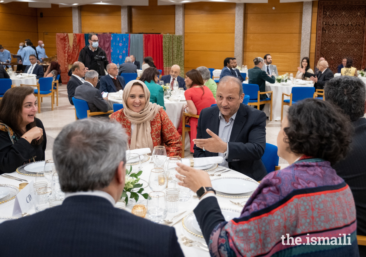 Representatives of faith communities in Lisbon enjoy a discussion at an Iftar dinner hosted by the Delegation of the Ismaili Imamat in Portugal and the Ismail Council for Portugal. 