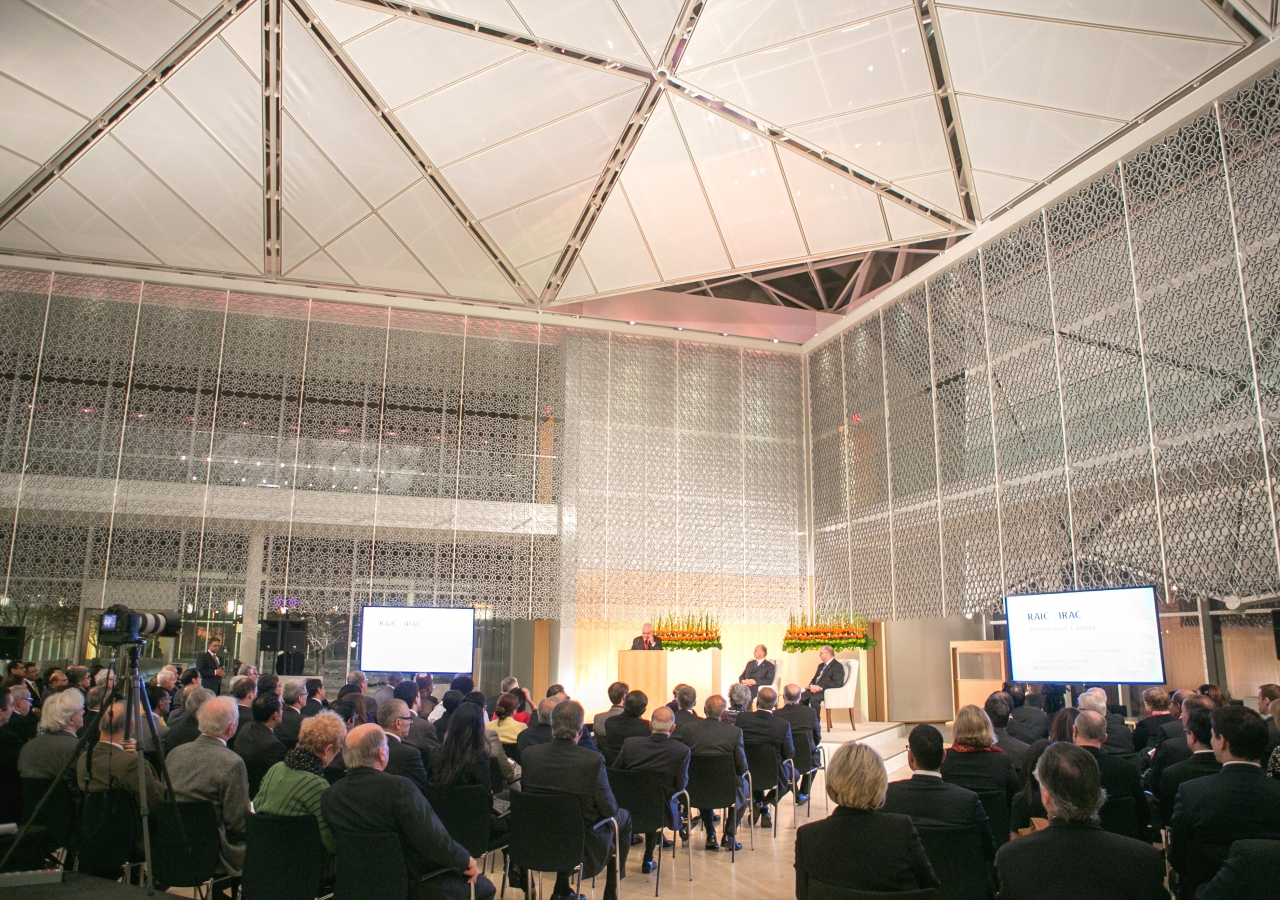 The atrium of the Fumihiko Maki-designed Delegation of the Ismaili Imamat was a fitting venue for the RAIC Gold Medal presentation ceremony.