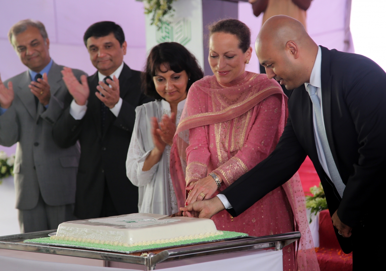 Princess Zahra cuts a cake in celebration of the 25th anniversary of the Aga Khan School, Dhaka on 5 June 2014.