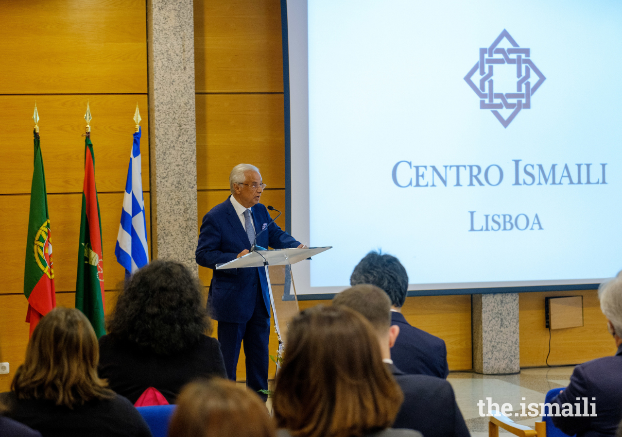 Nazim Ahmad, Diplomatic Representative of the Ismaili Imamat to Portugal, addresses guests gathered at the Ismaili Centre, Lisbon, on 30 March 2022.