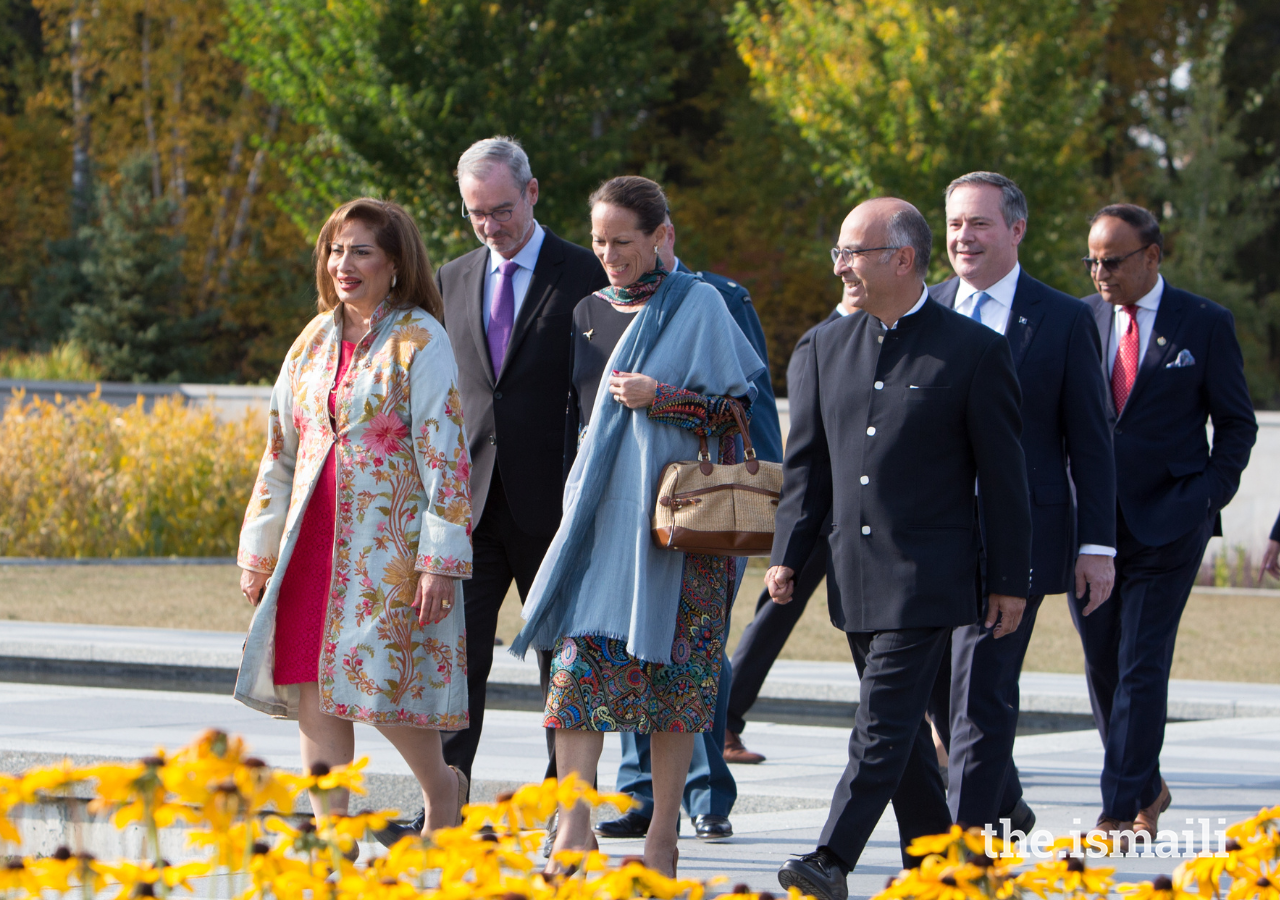 Princess Zahra and Lieutenant Governor of Alberta Salma Lakhani take a guided tour of the Aga Khan Garden.