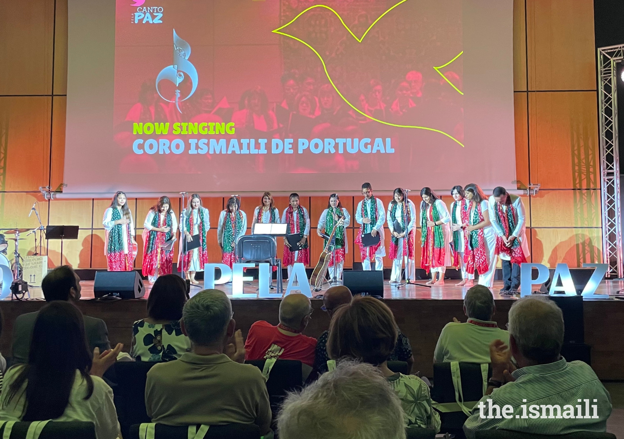 The Portuguese Ismaili Choir receive a round of applause after performing at the International Song for Peace Festival, hosted by the University of Lisbon.