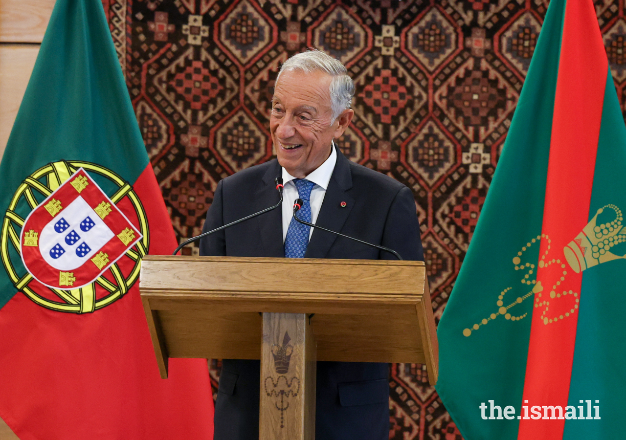 Marcelo Rebelo de Sousa delivers a speech to guests on the occasion of the 25th anniversary of the Ismaili Centre Lisbon.
