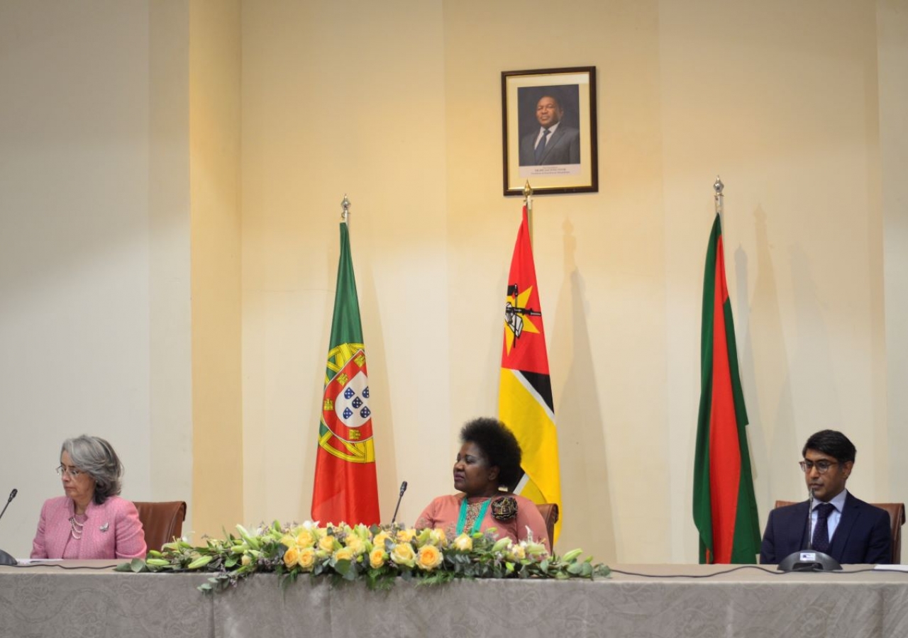 The Portuguese Ambassador to Mozambique, Amélia Maio de Paiva, the Secretary of State of the Province of Maputo, Vitória Dias Diogo and the Deputy of the AKDN Diplomatic Representative to Mozambique, Rui Carimo at the Honour Table.