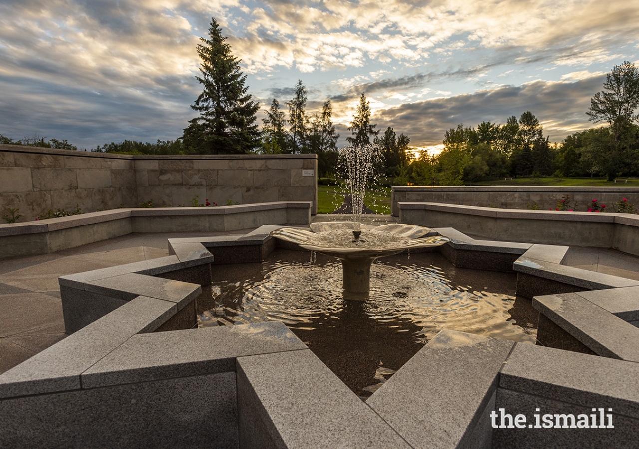 Water, an important element of traditional garden design in Islamic landscapes, is highlighted in 12 water features and fountains throughout the Aga Khan Garden in Edmonton.