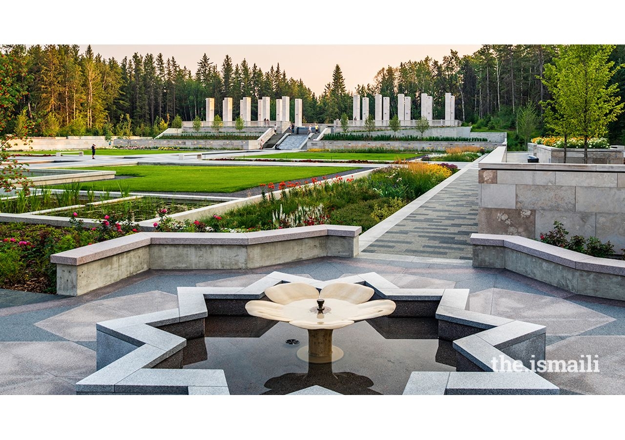 The Garden features secluded forest paths, granite and limestone terraces, still pools that reflect the prairie sky and a waterfall that tumbles over textured stone. The landscape allows us to reflect upon how nature can provide us signs from God.  