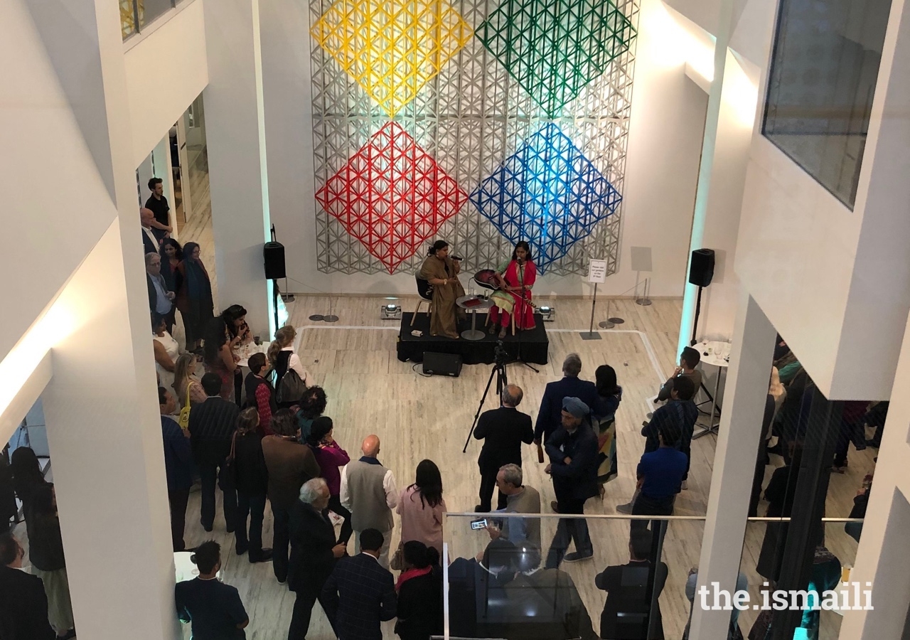 Guests enjoy a musical performance at the closing reception of the Zee Jaipur Literature Festival, London, held at the Aga Khan Centre.