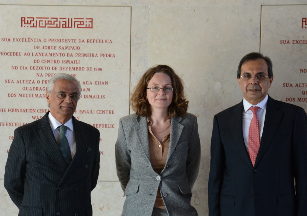 The British ambassador to Portugal, Kirsty Isobel Hayes with the AKDN Resident Representative Nazim Ahmad and Ismaili Council for Portugal President Amirali Bhanji at the Ismaili Centre, Lisbon. Ismaili Council for Portugal