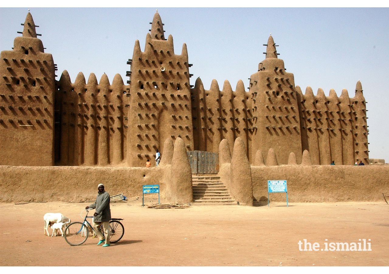 The Great Mosque of Djenne, restored by the Aga Khan Trust for Culture's Historic Cities Programme, which also restored the Great Mosque in Mopti, Mali, and later, the Djinguereber Mosque.