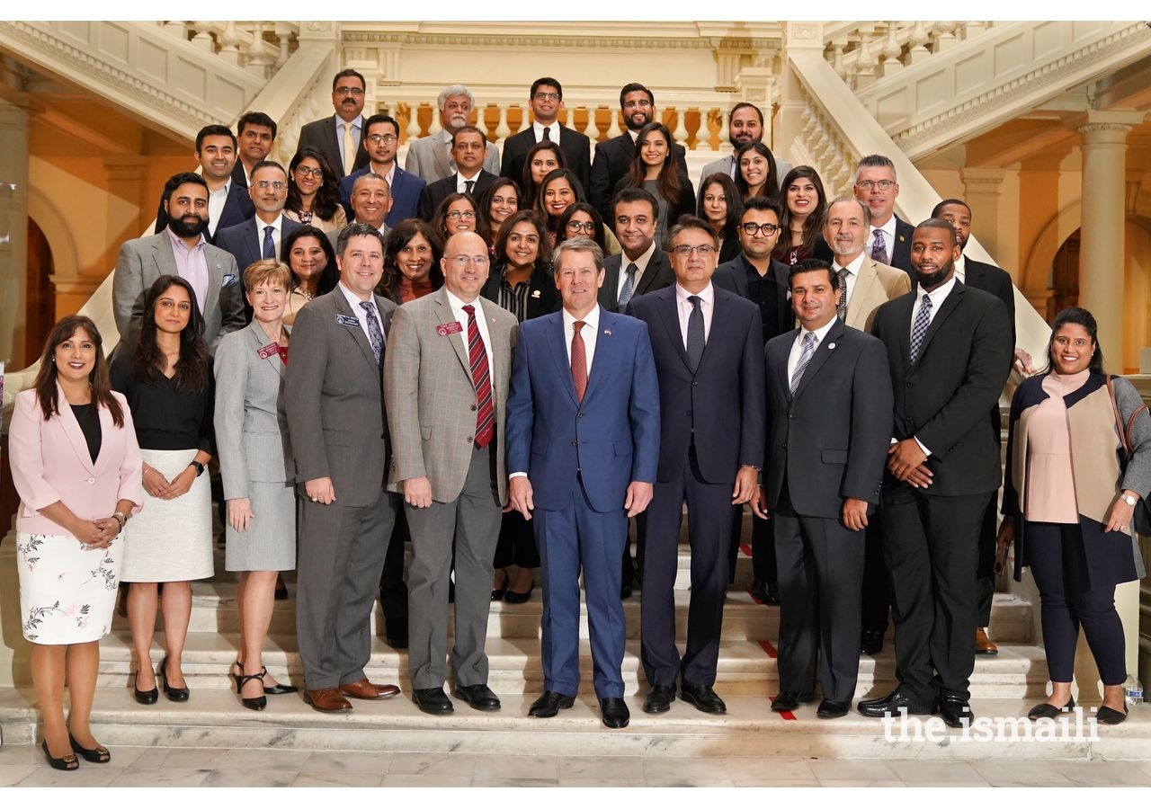 Governor Kemp takes a picture with the Ismaili Muslim community of Georgia celebrating Navroz at the State Capitol.