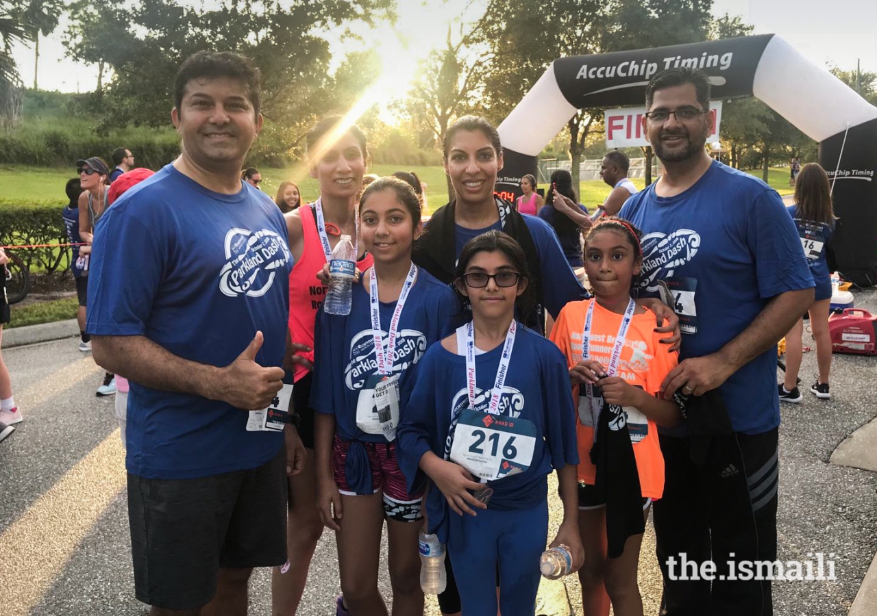 Yasmin Dharamsi (on left in red shirt), with President Zahra Hayat-Daya of the Council for Florida (in blue) and other participants in the Parkland Dash.
