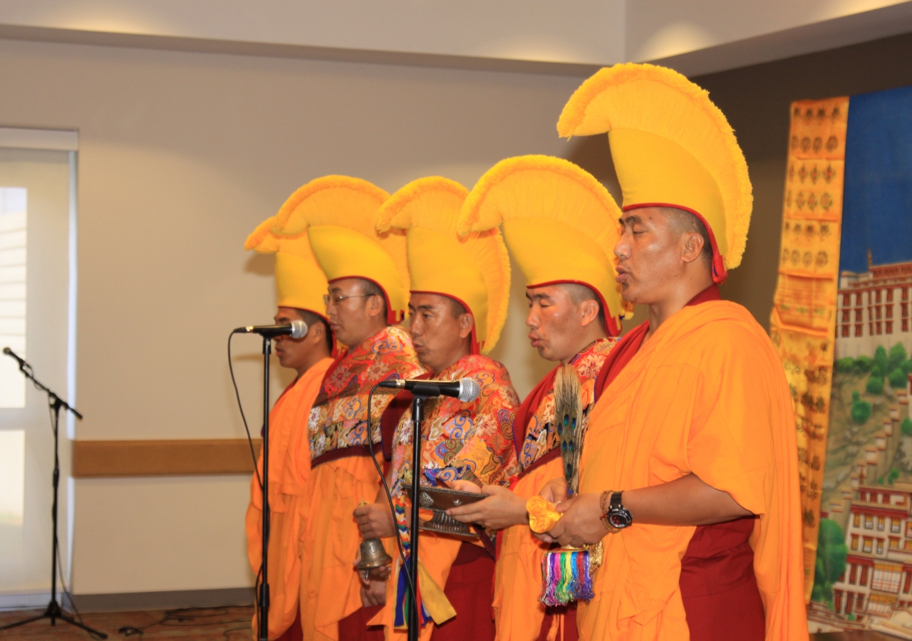 During the invocations, the monks recite chants taken from old texts and scriptures. They showcase the multiphonic chanting called zokkay or overtone singing, where they simultaneously sing three notes to create a complete chord.