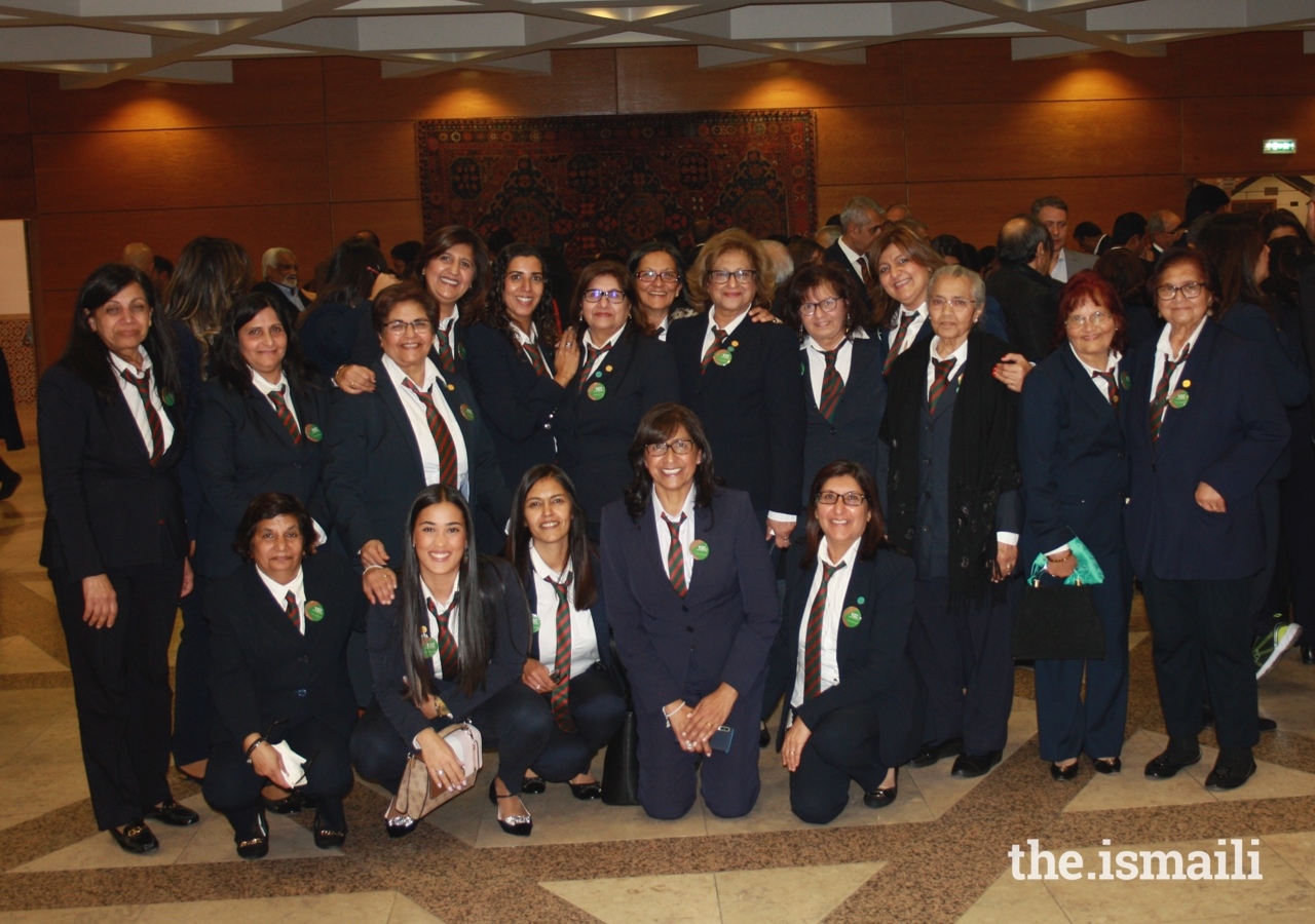 Volunteers in Lisbon gather for a group photo at the dinner to celebrate 100 years of the Ismaili Volunteer Corps.