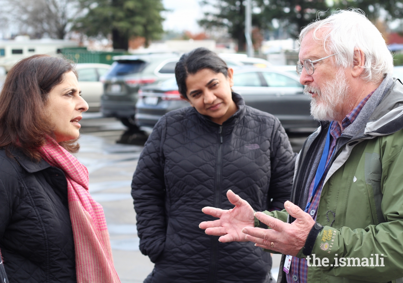 President Muneerah Merchant discusses the impact of the wildfires and the need for volunteers with Bruce Bailey (AmeriCorps) and Chairman Shamsah Malik.