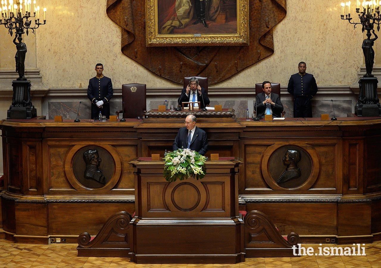 Mawlana Hazar Imam addresses the Portuguese Parliament on the historic occasion of his Diamond Jubilee.