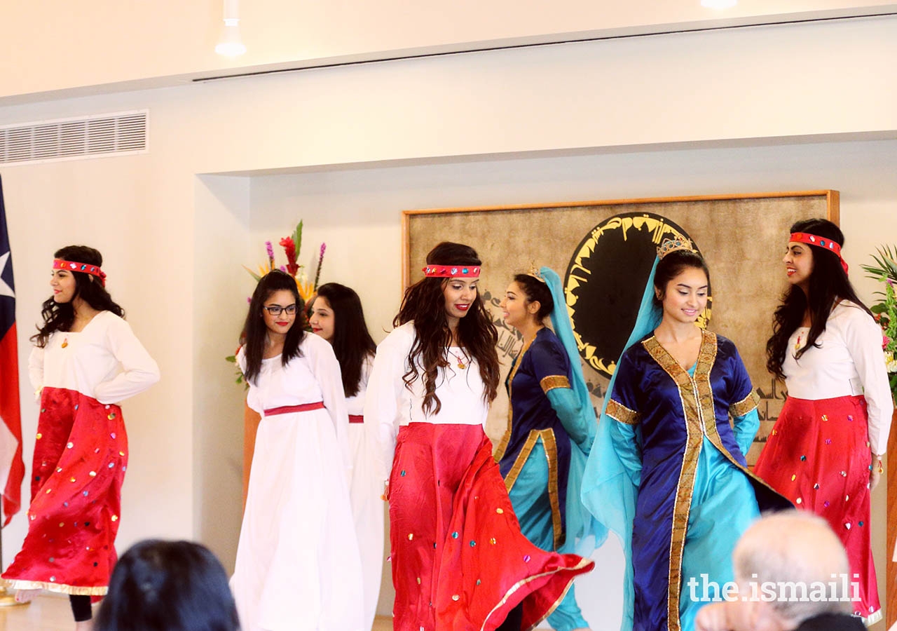 The Ismaili Dance Ensemble performing on Navroz for guests at the Ismaili Jamatkhana and Center, Houston.