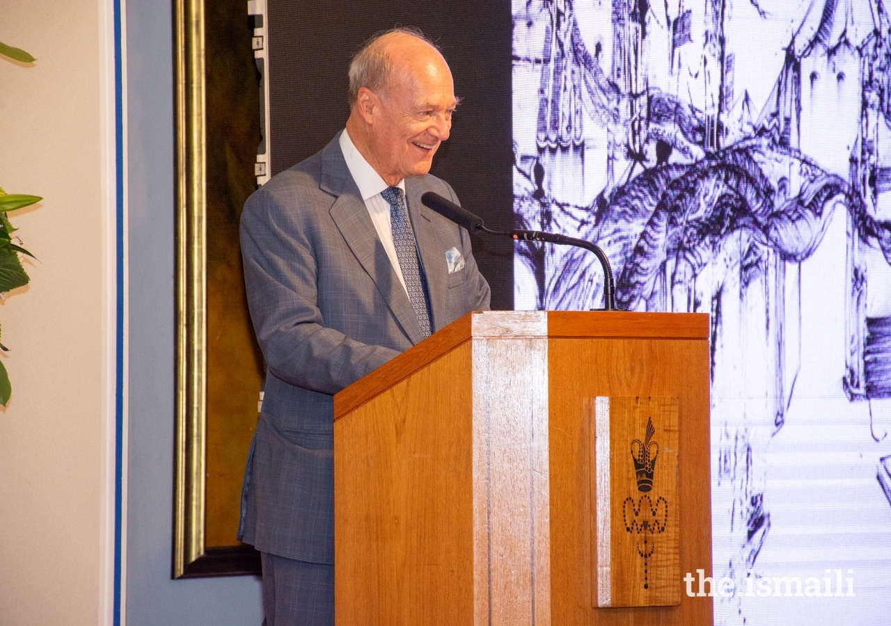 Prince Amyn delivers remarks at the inauguration of the Seeing Through Babel exhibition at the Ismaili Centre, London.