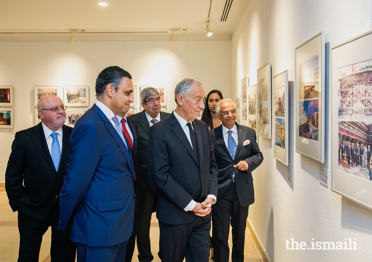 President of the Portuguese Republic, Marcelo Rebelo de Sousa, visits the exhibition “Ismaili Centre Lisbon: 20 Years Celebrating Pluralism” along with guests and leaders of the Jamat and AKDN. 