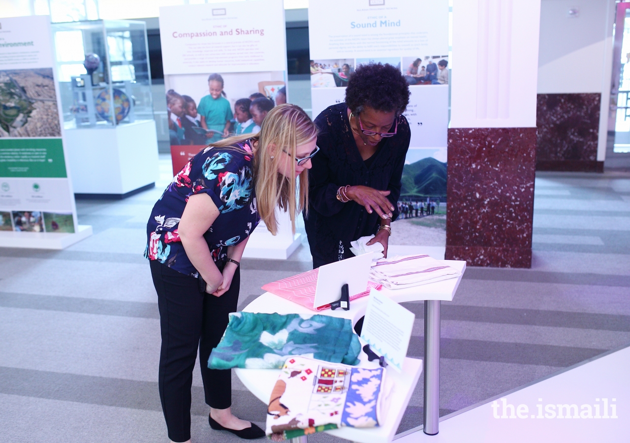 Visitors to the Houston City Hall interact with the Ethics in Action exhibit.