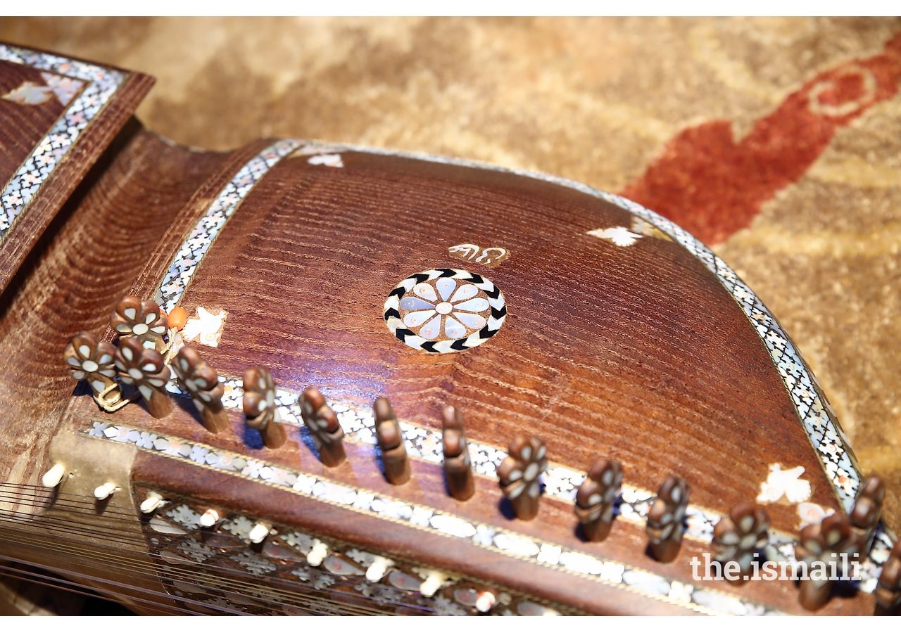 Intricate details of the Afghan rubab.