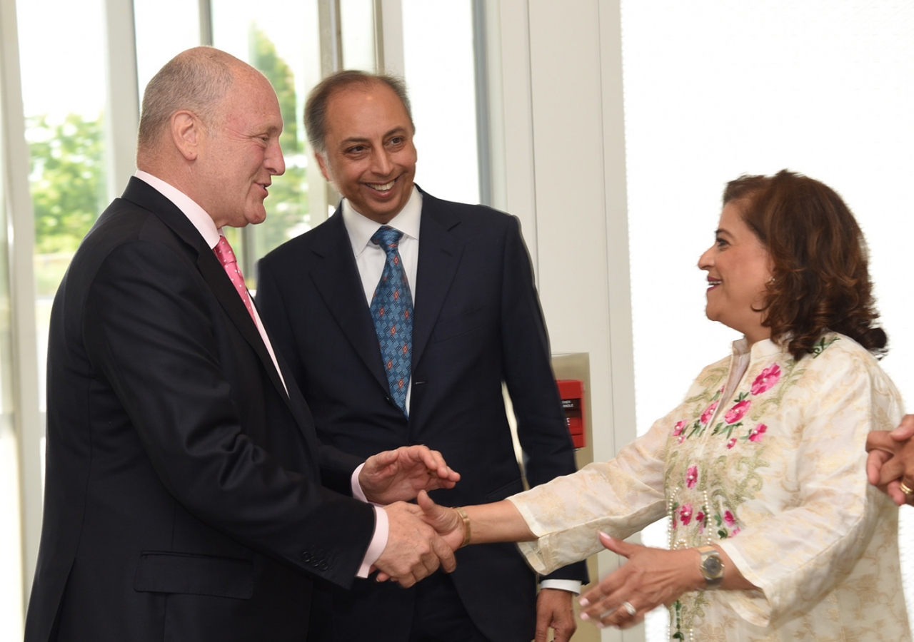 Dr and Mrs Eboo greet United States Ambassador Bruce Heyman at the Imamat Day reception that they hosted at the Delegation of the Ismaili Imamat in Ottawa. AKDN / Safiq Devji
