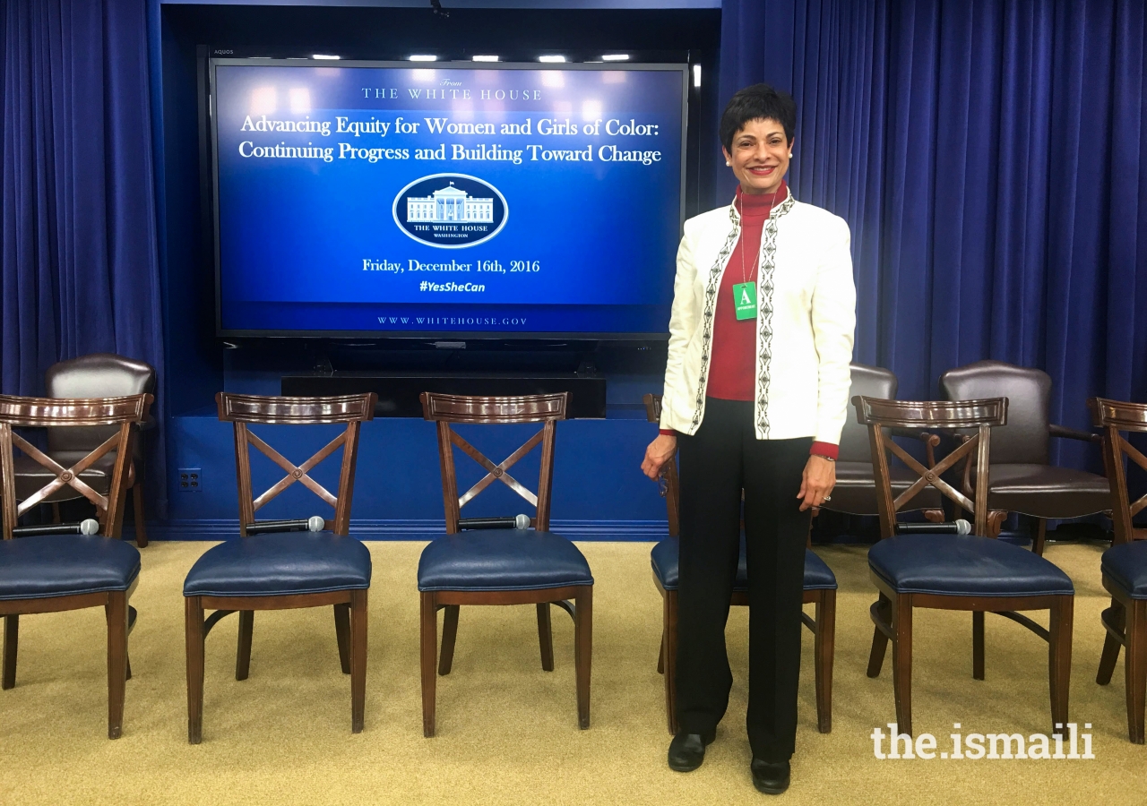 Shelmina participating in a meeting at the White House to advance equity for women and girls of color, December 2016.