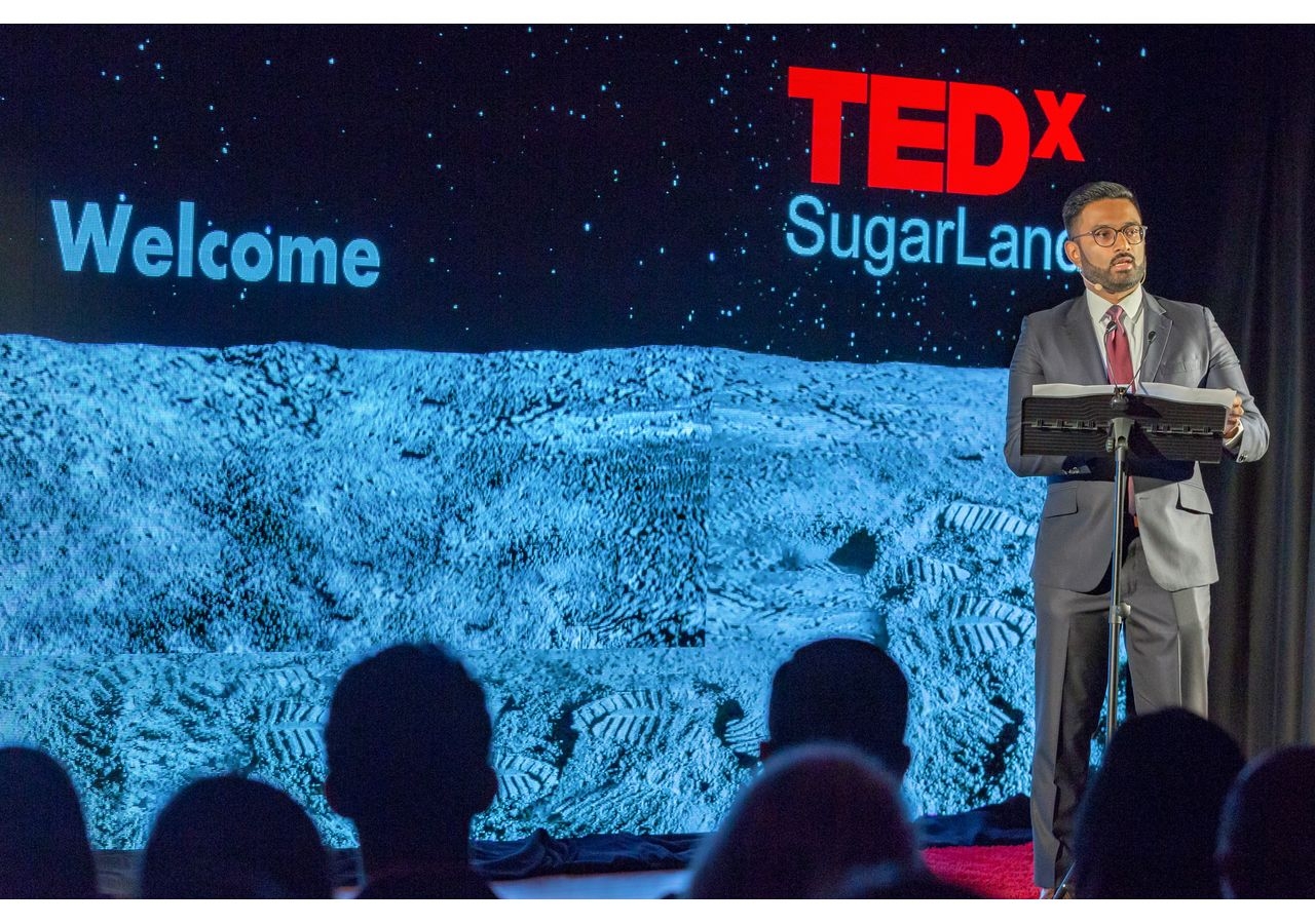 Irfan Ali, Honorary Secretary of Ismaili Council of Southwestern USA, addressing the audience with opening remarks at TEDxSugarLand.
