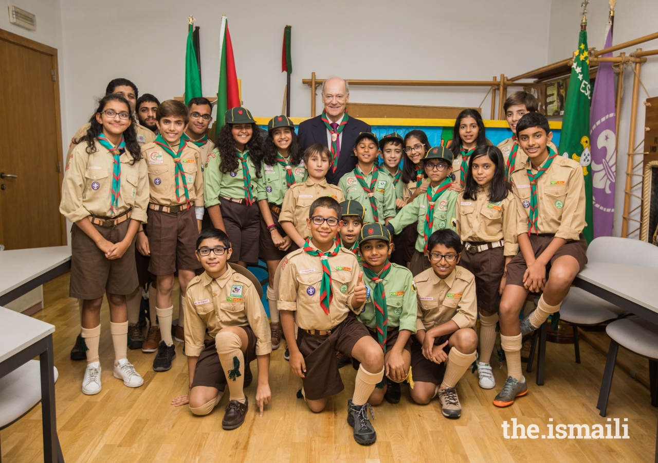 Prince Amyn is greeted by the Ismaili Scouts Group