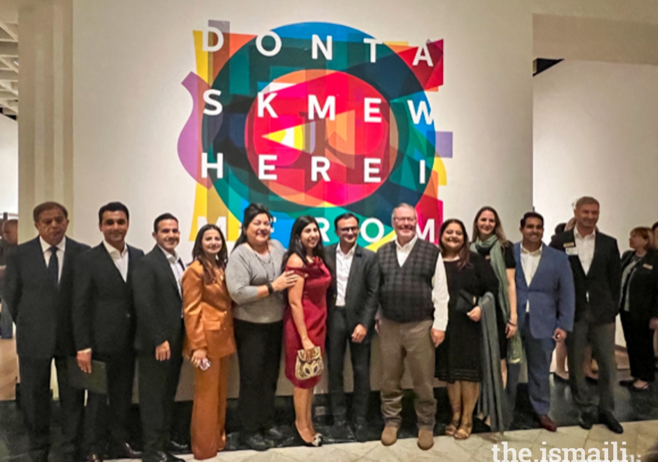 Elected officials, leadership from the Orlando Museum of Art, and members of the Ismaili Council for Florida at the entrance of the gallery.