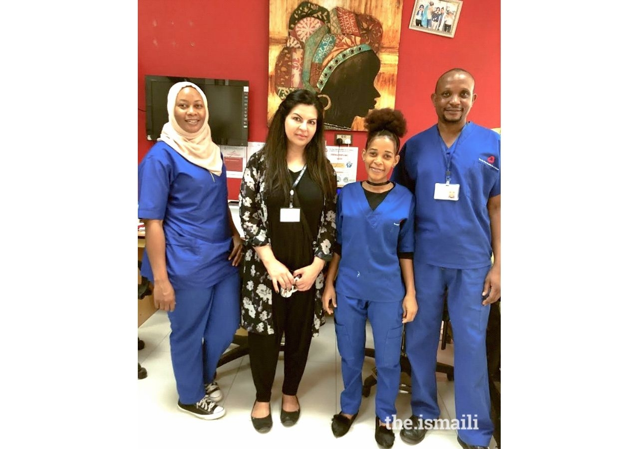 Zahra Lalani, RN, with AKHS Oncology staff, Dar es Salaam.