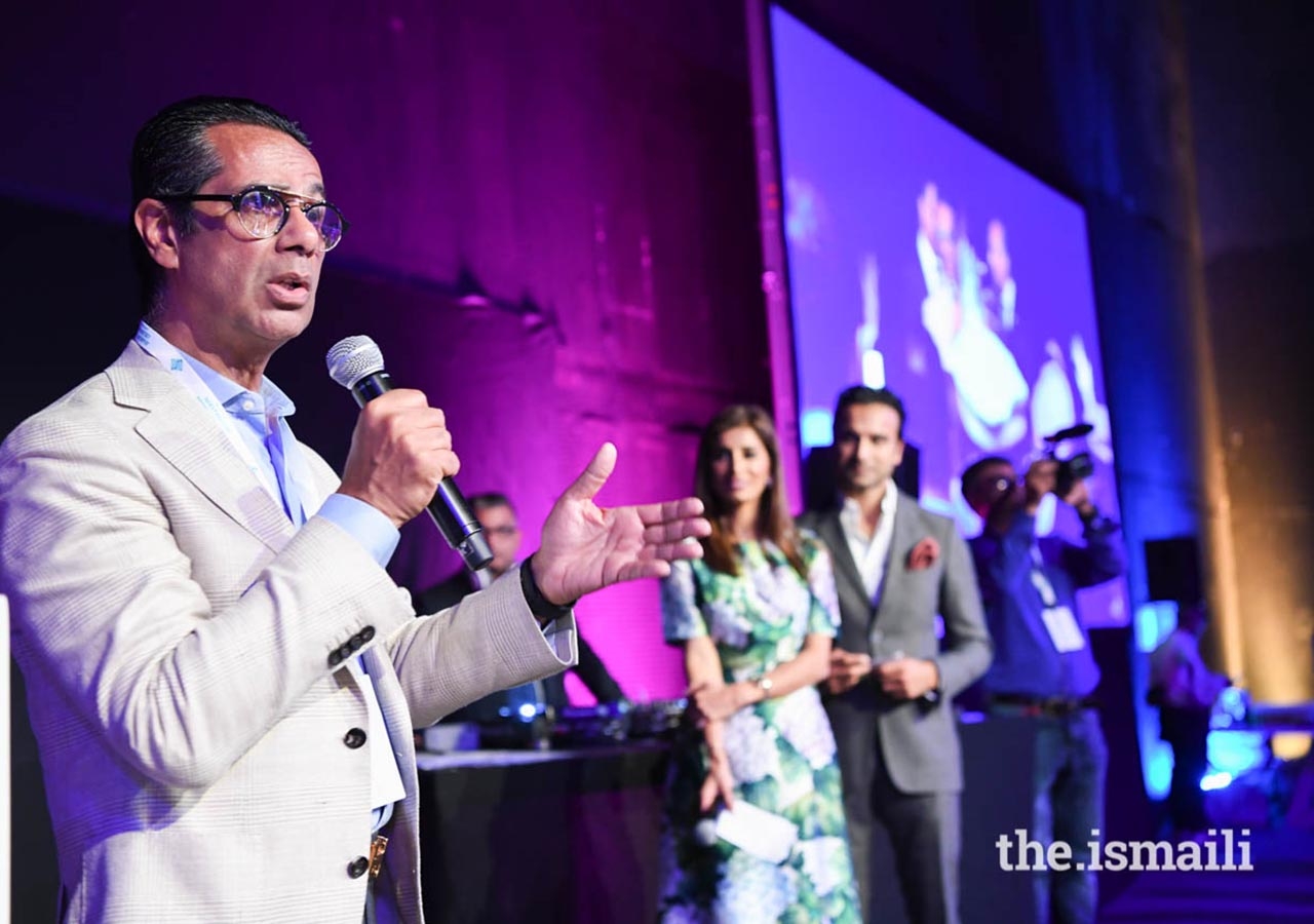 Ahamed Eboo, International Task Force Convenor, speaks to the artists at the Artist Premiere Gala.