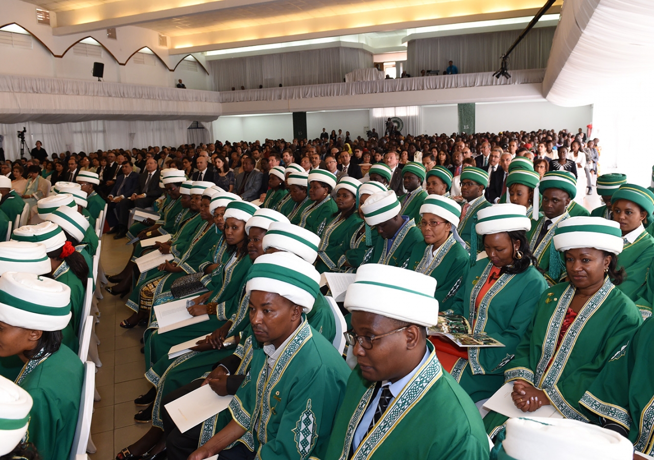 The Parklands Pavillion was transformed to host the Aga Khan University convocation ceremony in Nairobi. AKDN / Zahur Ramji