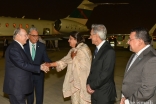 Mawlana Hazar Imam greets leaders of the Jamat upon his arrival in Dubai.