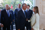 President of the Ismaili Council for Portugal, Yasmin Bhudarally, welcomes President Marcelo Rebelo de Sousa to the Ismaili Centre Lisbon.
