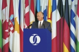 Mawlana Hazar Imam delivering the Jacques de Laroisère Lecture at the annual meeting of the Board of Governors of the European Bank for Reconstruction and Development (EBRD) Tashkent, Uzbekistan.
