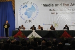 Mawlana Hazar Imam delivering the Founder’s Address at the Pan Africa Media conference, celebrating the 50th Anniversary of the Nation Media Group.