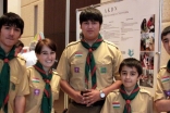 Some of the Aga Khan Scouts at the Imamat Day Reception gather for a photograph.