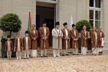 Mawlana Hazar Imam, accompanied by members of his family, welcomes the leaders of the global Jamat to his Aiglemont residence.